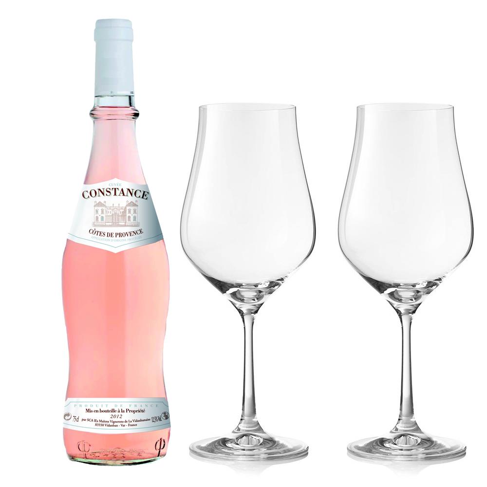 Le Provencal Cotes de Provence Rose Wine And Crystal Classic Collection Wine Glasses